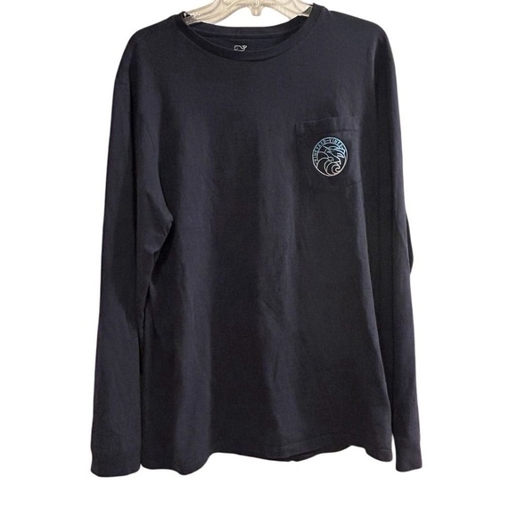 Vineyard Vines Men's Navy Blue Marlin Crest Long-Sleeve Pocket Tee Size L - Picture 1 of 9